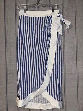 Lady Captain Blue and White Striped Wrap Skirt